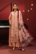 Zeenat Pret Embroidered Lawn 3-Piece Suit - Peach Pink