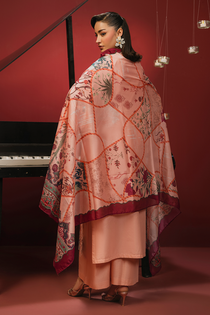 Zeenat Pret Embroidered Lawn 3-Piece Suit - Peach Pink