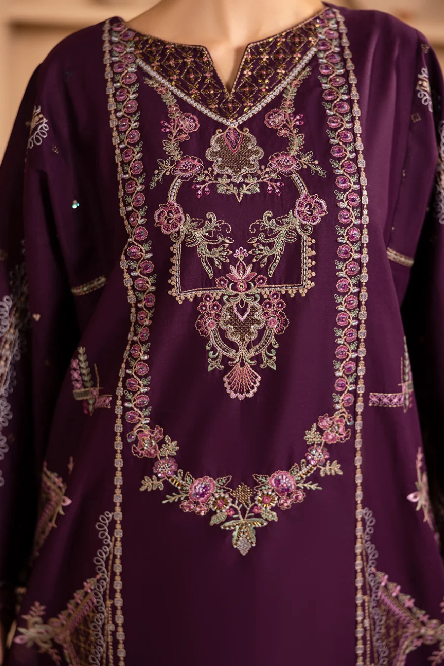 Zeenat Pret Embroidered Lawn 3-Piece Suit - Deep Plum