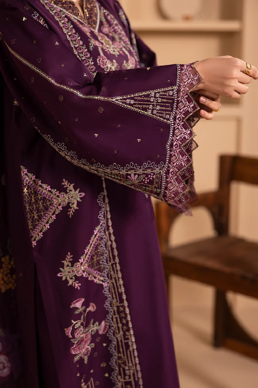 Zeenat Pret Embroidered Lawn 3-Piece Suit - Deep Plum