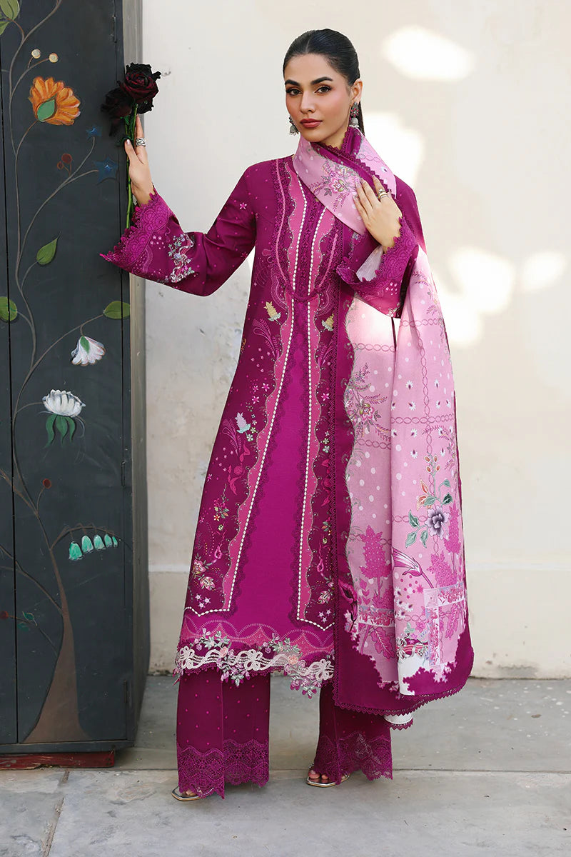 Qalamkar Embroidered Lawn 3-Piece Suit - Magenta Pink