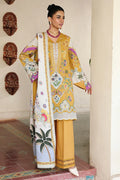 Qalamkar Embroidered Lawn 3-Piece Suit - Mustard Yellow