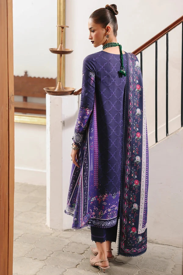 Qalamkar Embroidered Lawn 3-Piece Suit - Indigo Blue