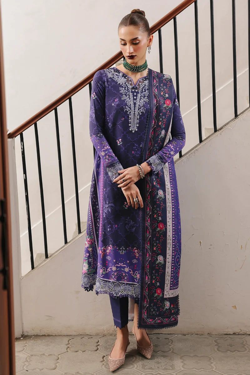 Qalamkar Embroidered Lawn 3-Piece Suit - Indigo Blue
