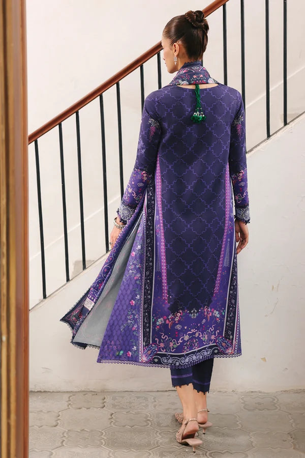 Qalamkar Embroidered Lawn 3-Piece Suit - Indigo Blue