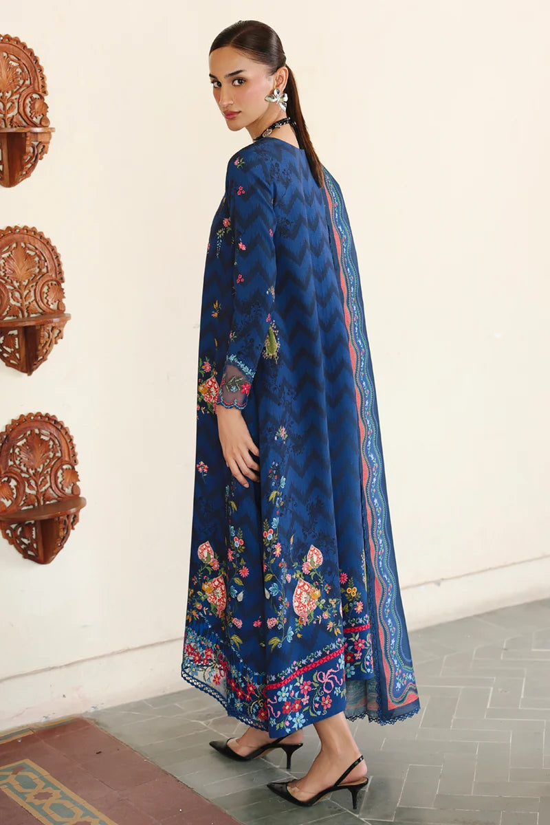Qalamkar Embroidered Lawn 3-Piece Suit - Royal Blue