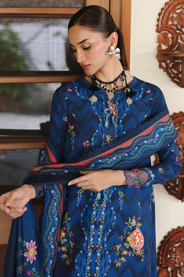 Qalamkar Embroidered Lawn 3-Piece Suit - Royal Blue