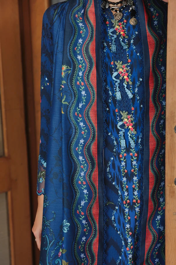 Qalamkar Embroidered Lawn 3-Piece Suit - Royal Blue