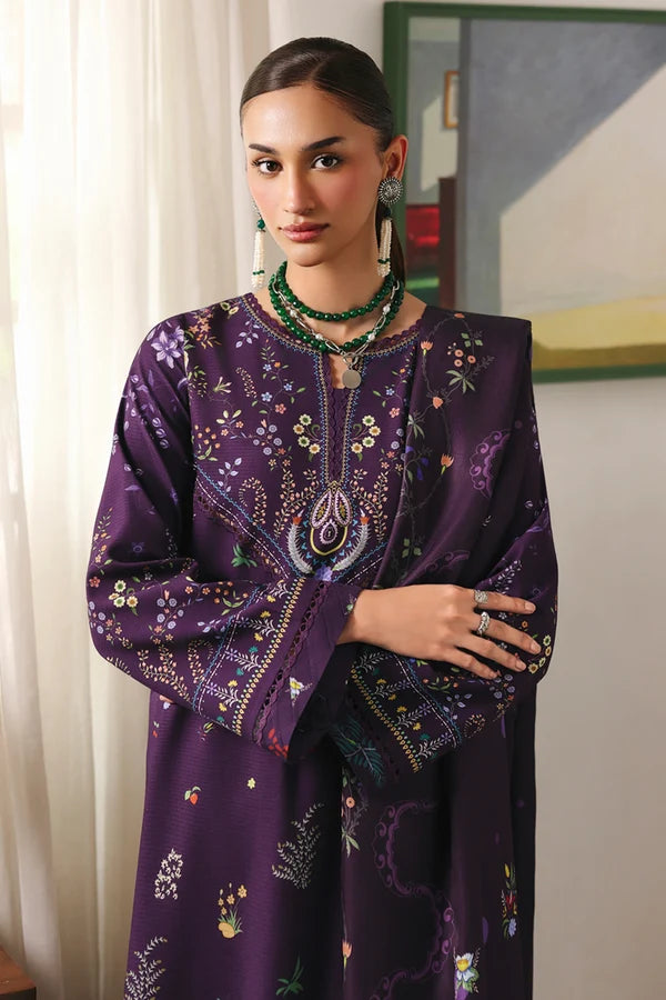 Qalamkar Embroidered Lawn 3-Piece Suit - Deep Purple
