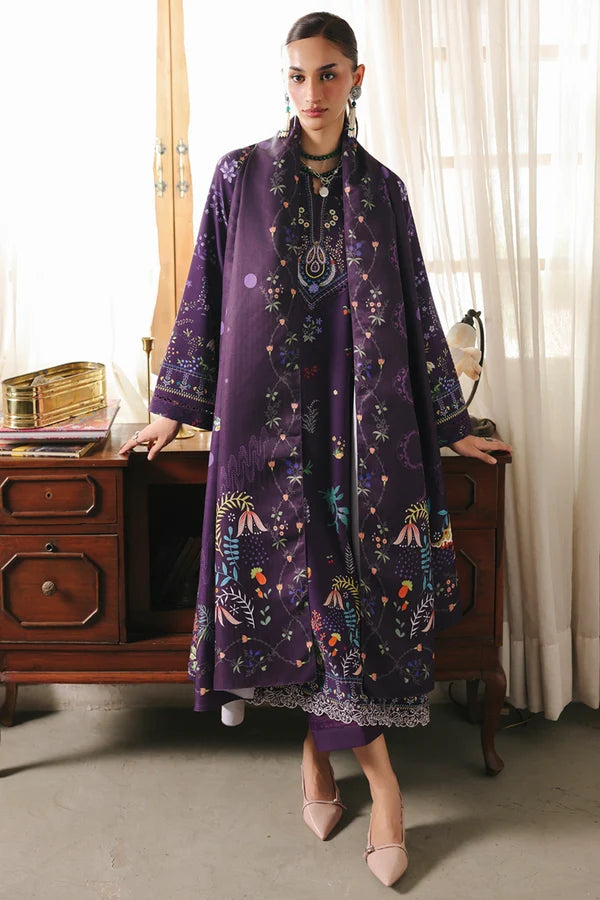 Qalamkar Embroidered Lawn 3-Piece Suit - Deep Purple