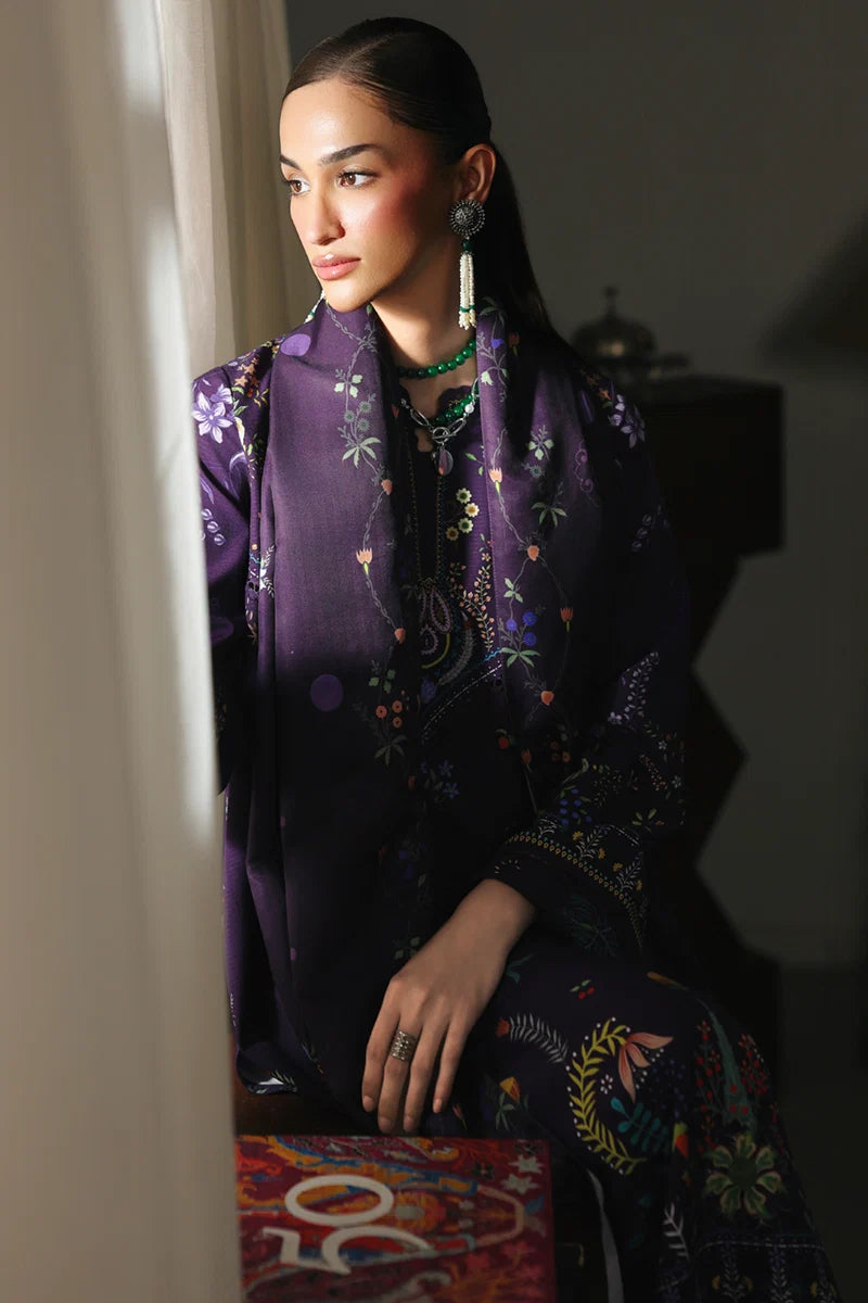 Qalamkar Embroidered Lawn 3-Piece Suit - Deep Purple