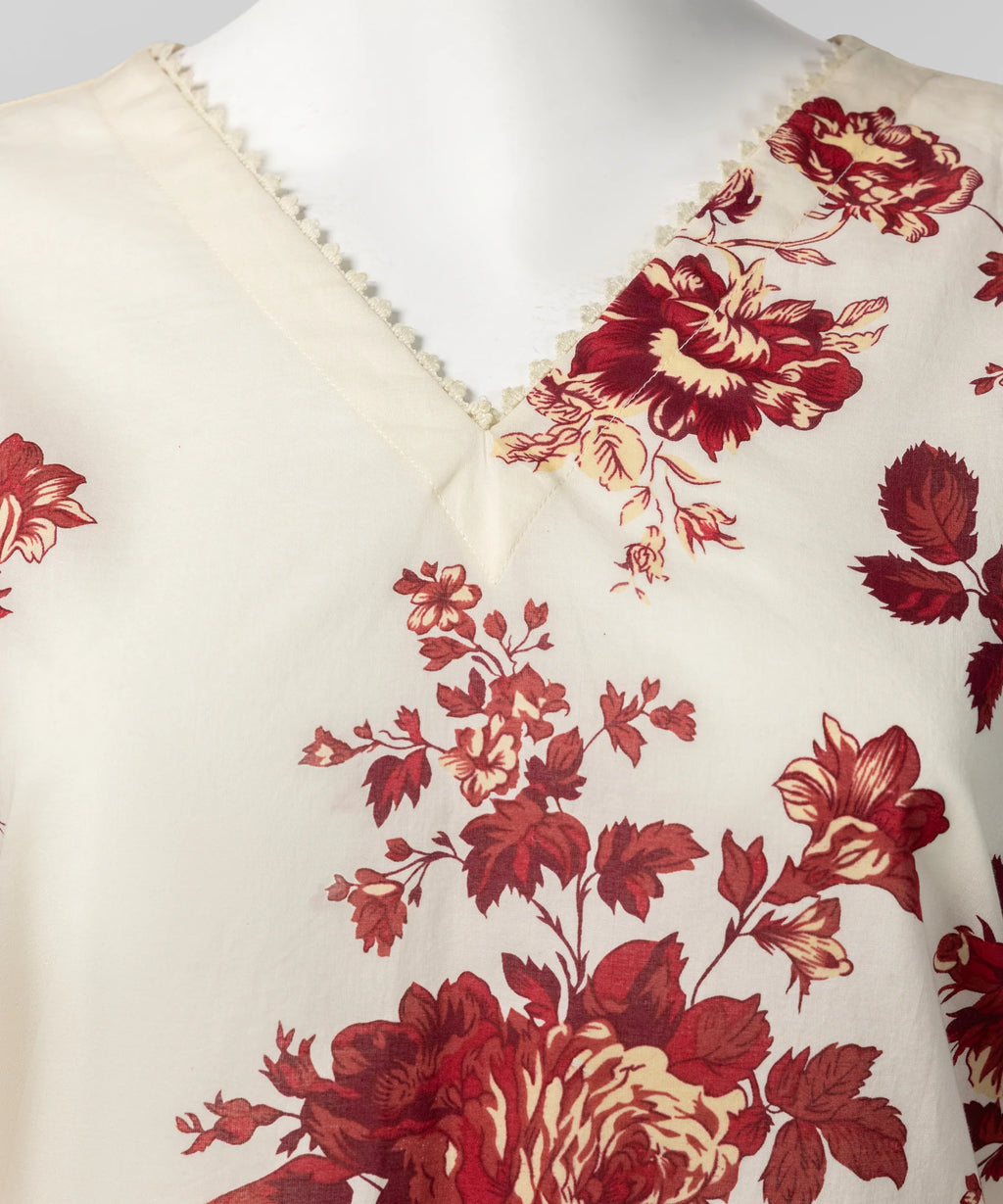 J. Lawn Printed Stitched 2-Piece Suit - Cream