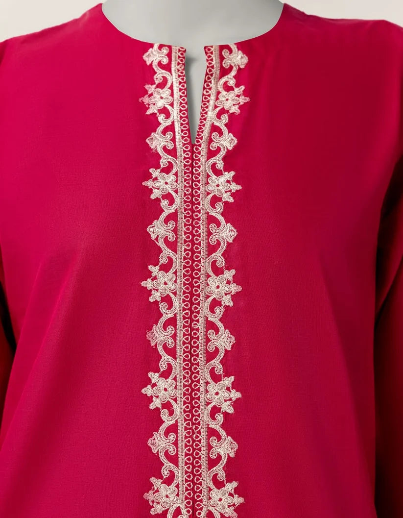 J. Lawn Embroidered Stitched 3-Piece Suit - Shocking Pink