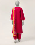 J. Lawn Embroidered Stitched 3-Piece Suit - Shocking Pink