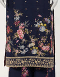 J. Raw Silk Embroidered Stitched 2-Piece Suit - Blue