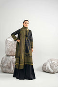 Nishat Linen 3-Piece Digital Printed Festive Suit – Onyx Black & Olive Gold