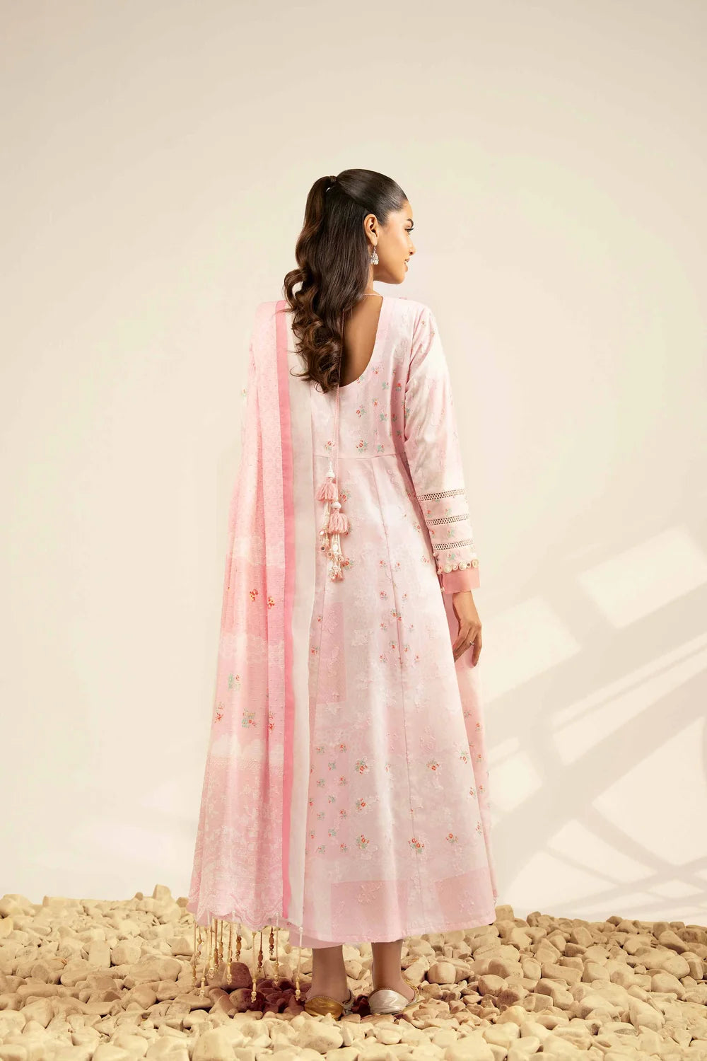 Nishat Linen 3-Piece Digitally Printed Frock Suit – Pastel Pink