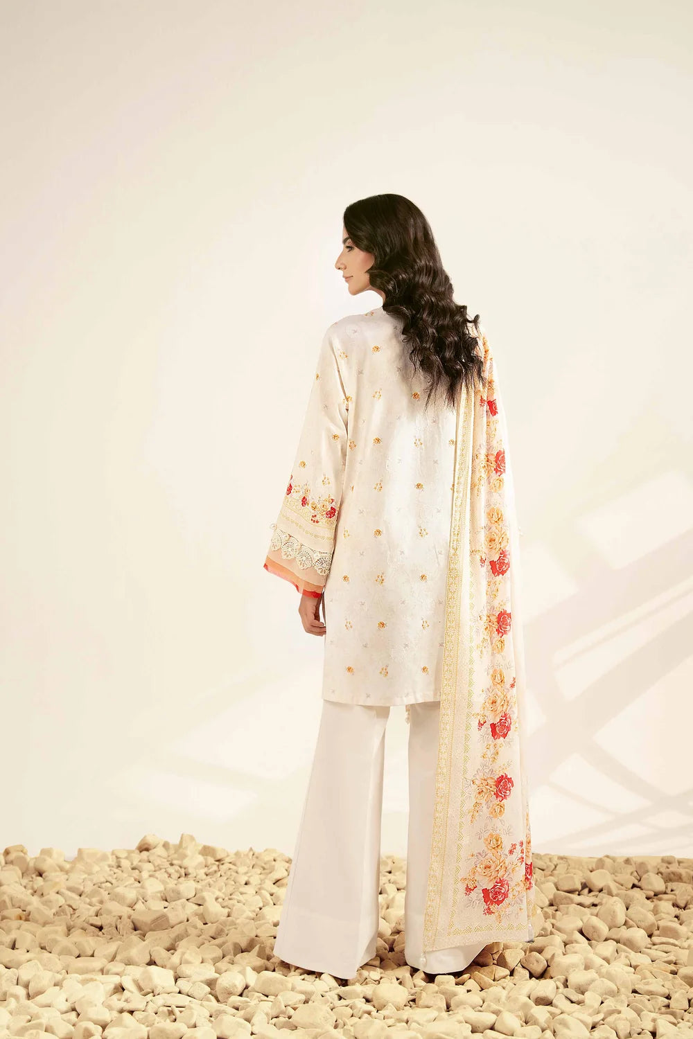 Nishat Linen 3-Piece Embroidered Festive Suit – Pristine White & Crimson Floral