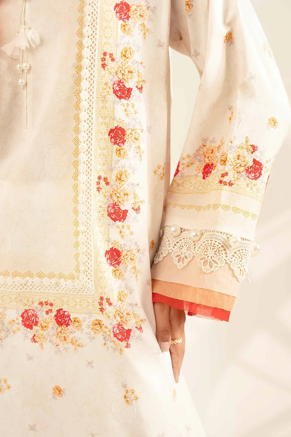 Nishat Linen 3-Piece Embroidered Festive Suit – Pristine White & Crimson Floral