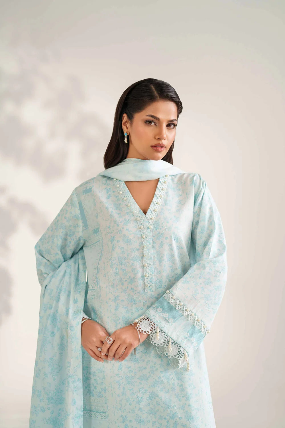 Nishat Linen 3-Piece Digitally Printed Embroidered Suit – Ice Blue