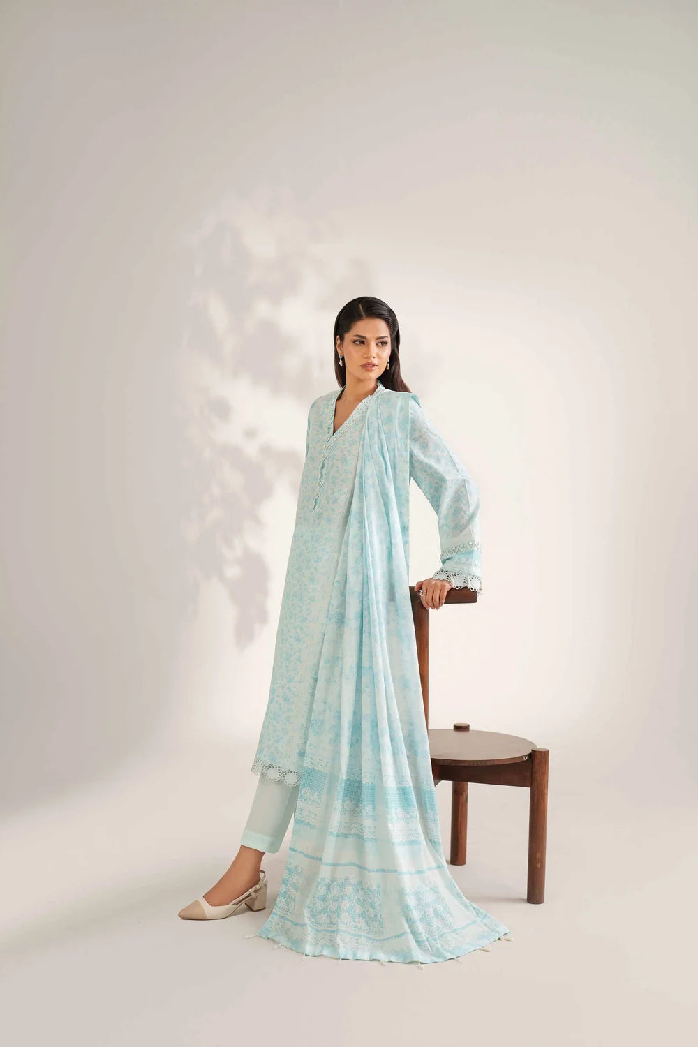 Nishat Linen 3-Piece Digitally Printed Embroidered Suit – Ice Blue