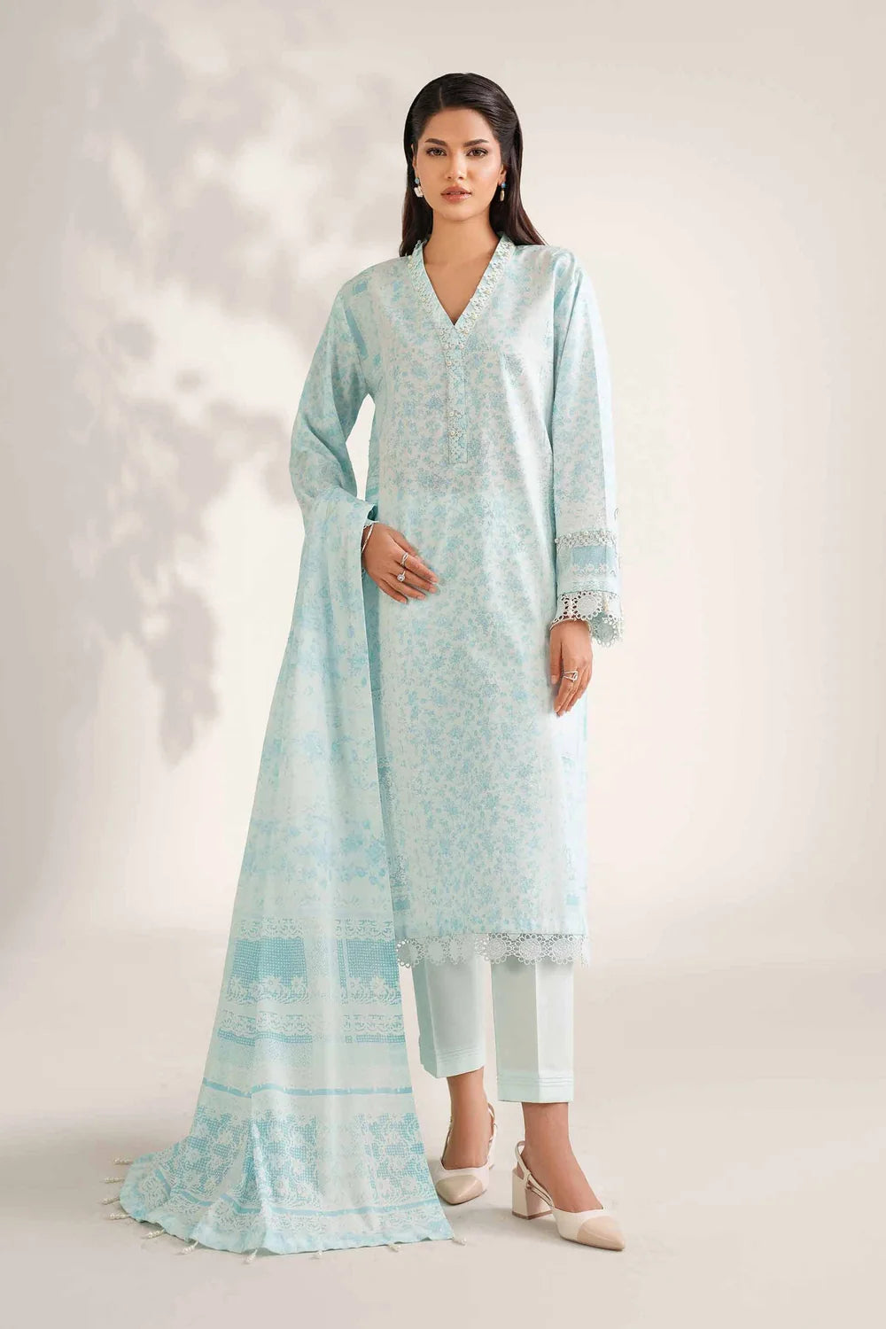 Nishat Linen 3-Piece Digitally Printed Embroidered Suit – Ice Blue