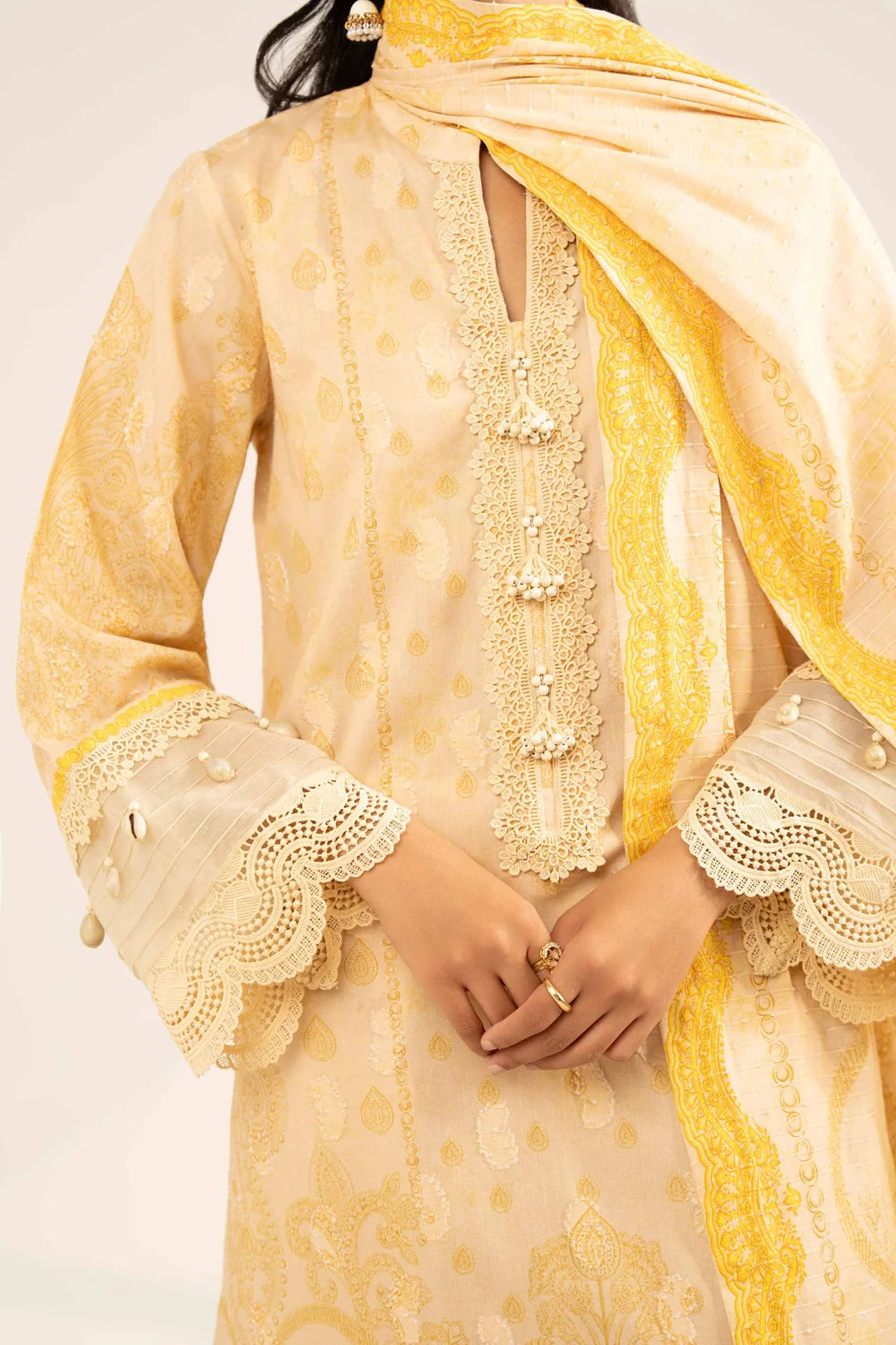 Nishat Linen 3-Piece Digitally Printed Embroidered Suit – Buttercream Cream