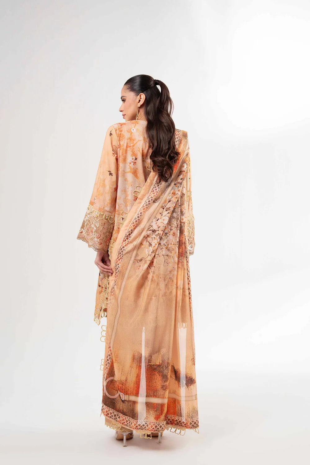 Nishat Linen 3-Piece Digitally Printed Embroidered Suit – Apricot Peach