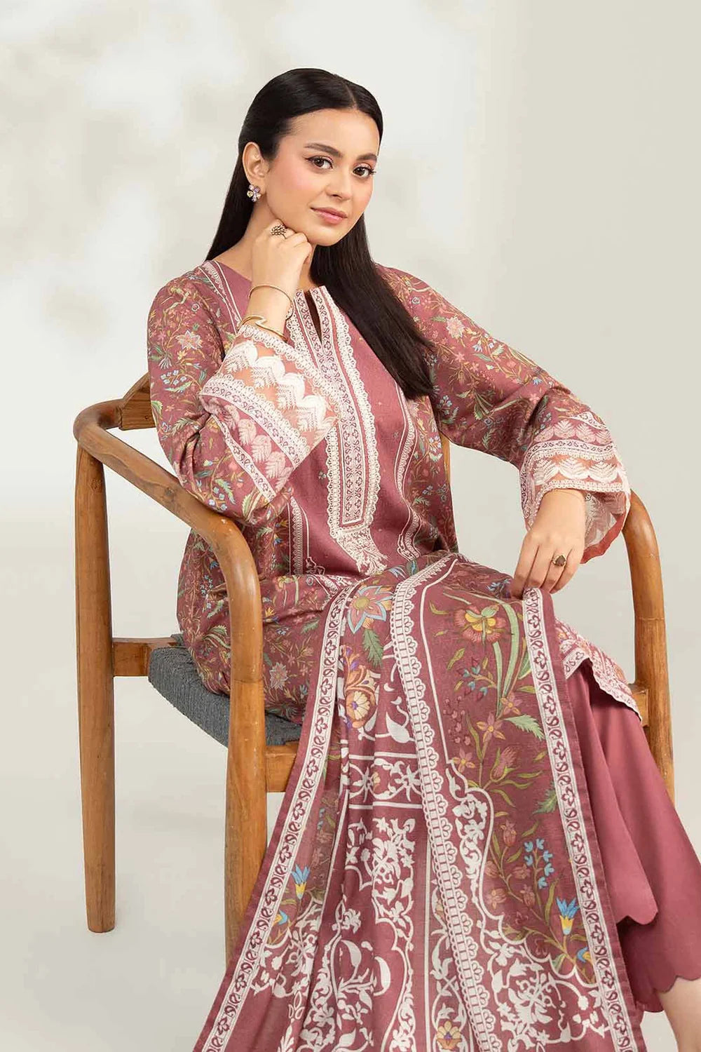 Nishat Linen 3-Piece Digitally Printed Embroidered Suit – Dusty Rose