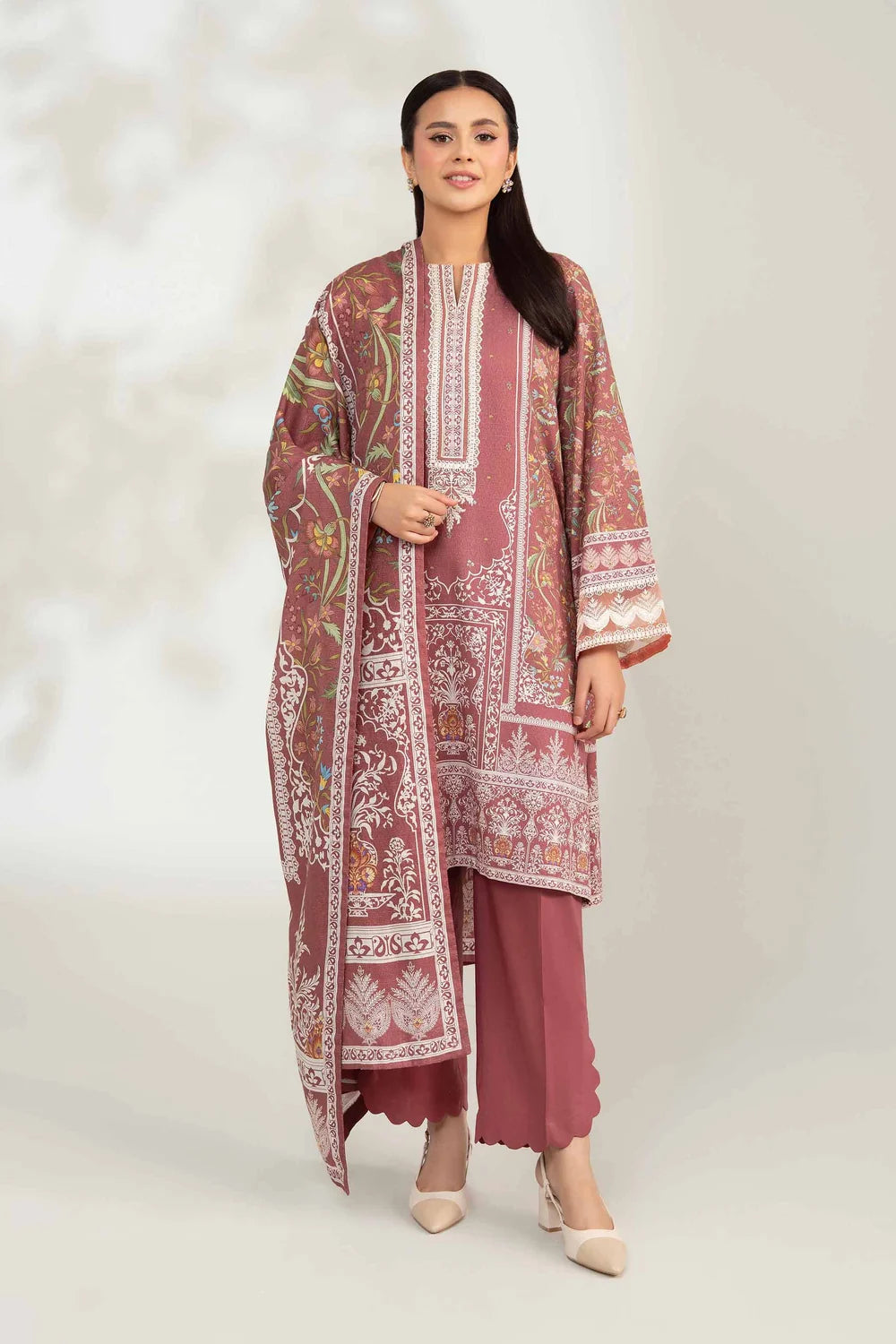 Nishat Linen 3-Piece Digitally Printed Embroidered Suit – Dusty Rose