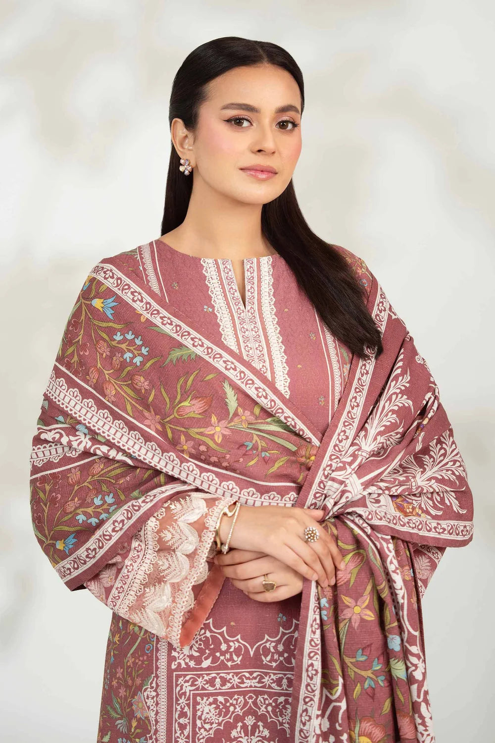 Nishat Linen 3-Piece Digitally Printed Embroidered Suit – Dusty Rose