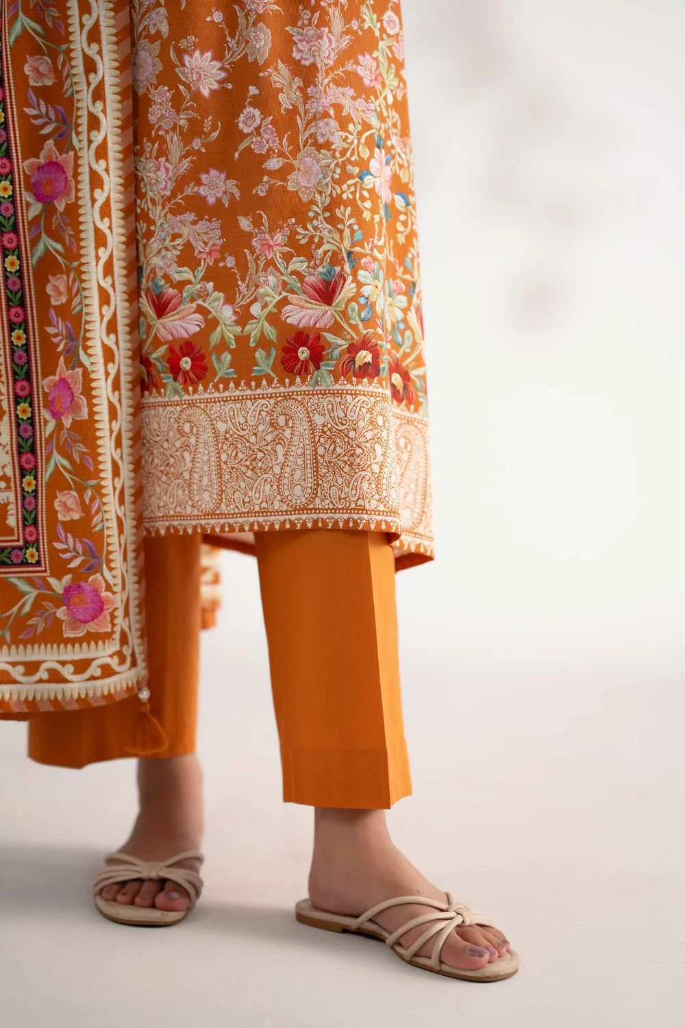 Nishat Linen 3-Piece Digitally Printed Embroidered Suit – Rust Orange