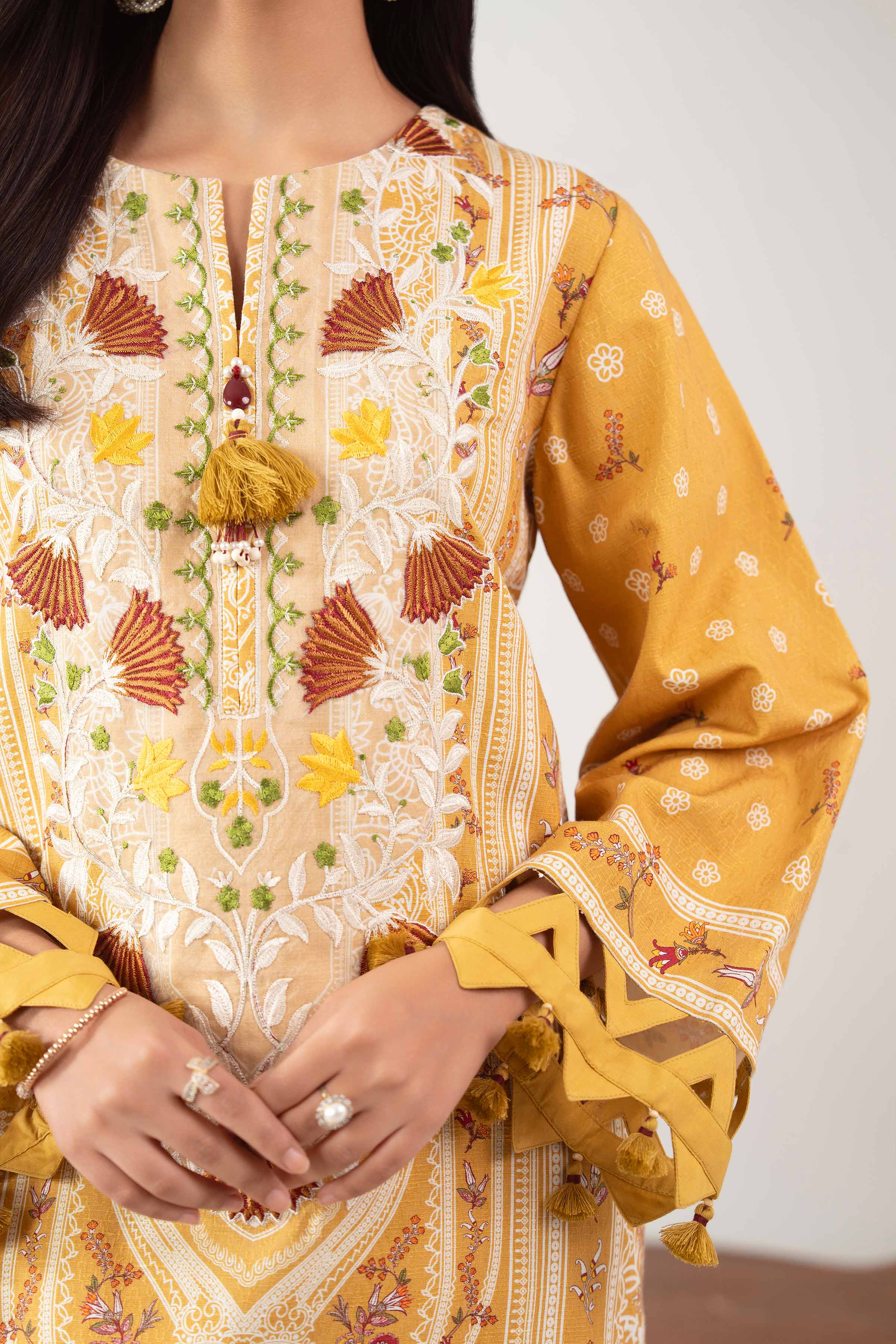 Nishat Linen 3-Piece Digitally Printed Embroidered Suit – Ochre Yellow