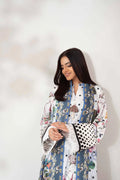 Nishat Linen 3-Piece Printed Lawn Suit – Polka Dot White & Slate Blue