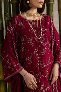 Gulposh by Misbah Embroidered 3-Piece Suit - Deep Maroon