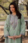 Gulposh by Misbah Embroidered 3-Piece Suit - Sage Green