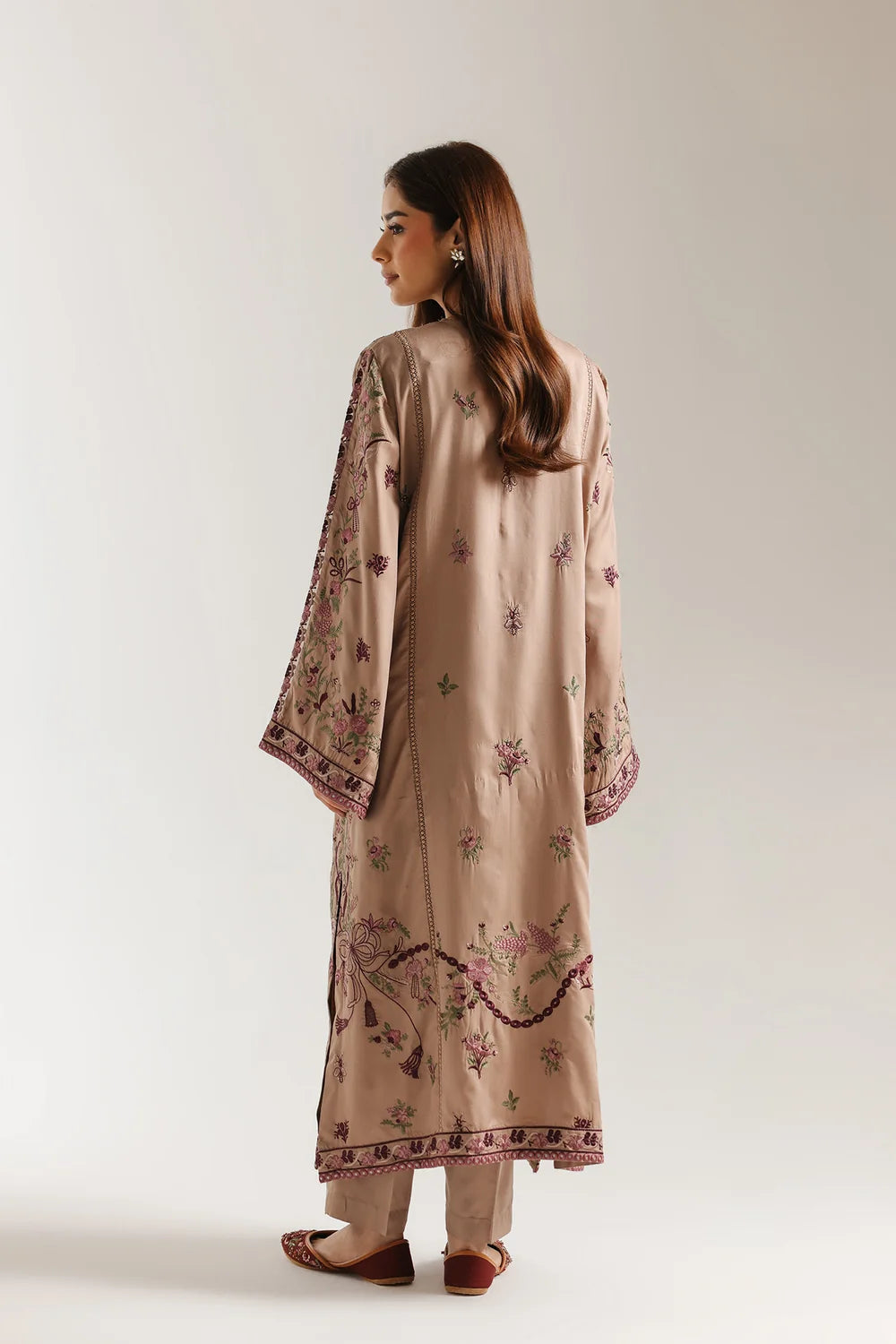 ETHNC Mauve Taupe Embroidered 2-Piece Stitched Suit with Straight Trousers
