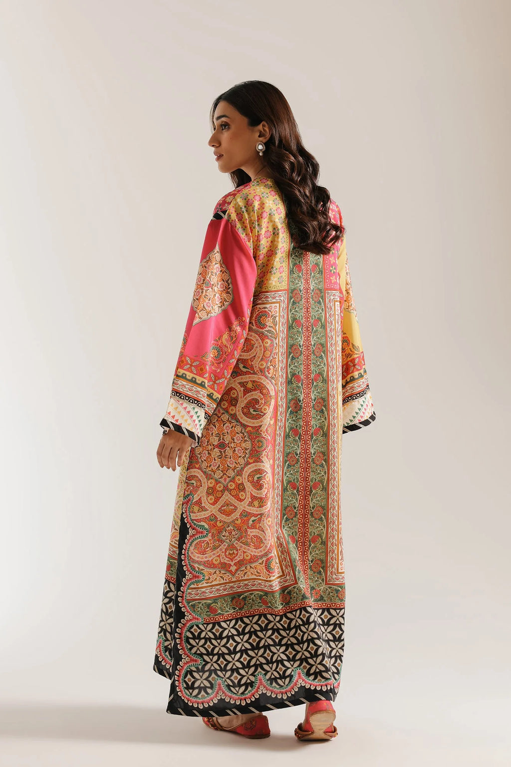 ETHNC Multi-Color Printed Floor-Length Embroidered Kaftan