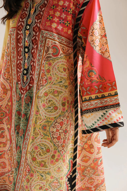 ETHNC Multi-Color Printed Floor-Length Embroidered Kaftan