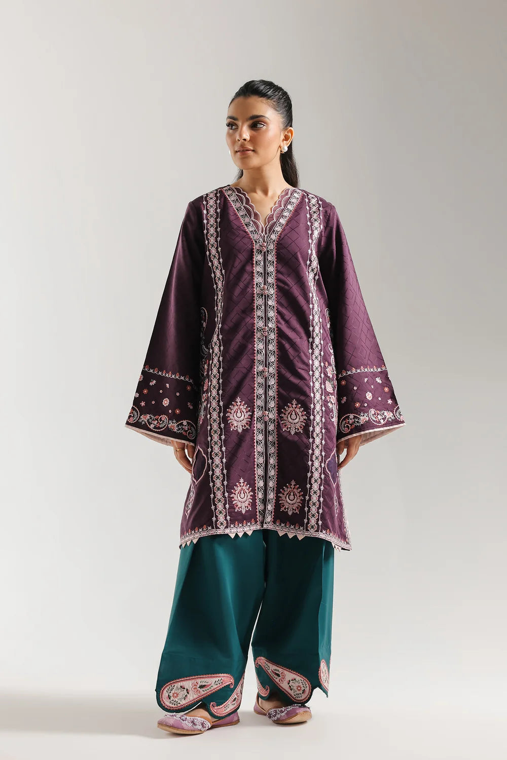 ETHNC Rozana Embroidered 2-Piece Stitched Suit - Violet