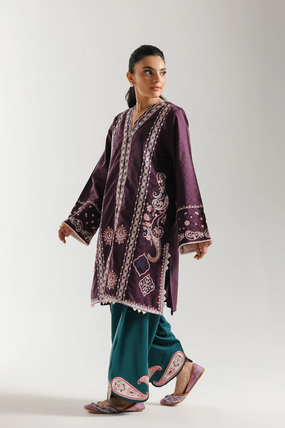 ETHNC Rozana Embroidered 2-Piece Stitched Suit - Violet