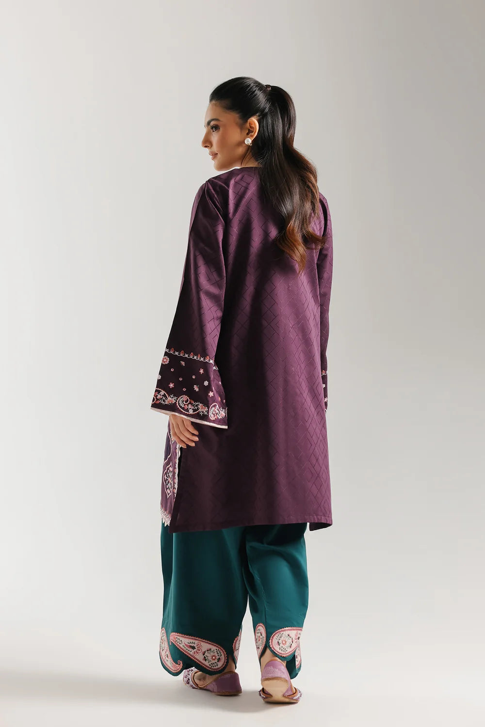 ETHNC Rozana Embroidered 2-Piece Stitched Suit - Violet