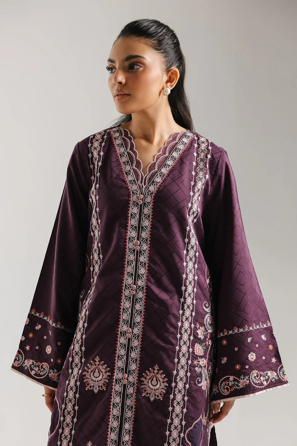 ETHNC Rozana Embroidered 2-Piece Stitched Suit - Violet