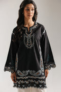 ETHNC Rozana Embroidered 2-Piece Contrast Suit – Onyx Black & Ivory