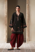 ETHNC Rozana Embroidered 2-Piece Shalwar Suit – Onyx Black & Maroon