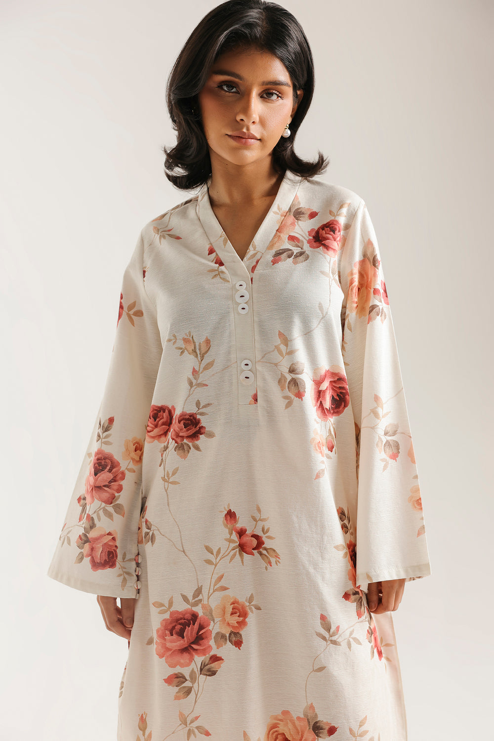 ETHNC Rozana Embroidered 2-Piece Suit – Off-White & Rose Pink Leheriya