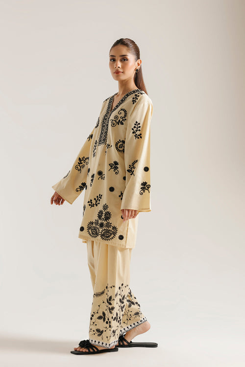 ETHNC Rozana Embroidered 2-Piece Suit – Yellow Beige