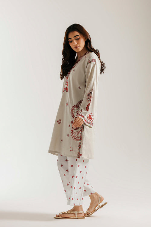 ETHNC Rozana Embroidered 2-Piece Suit – Antique White