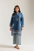 ETHNC Rozana Embroidered 2-Piece Suit – Ocean Blue & Chevron