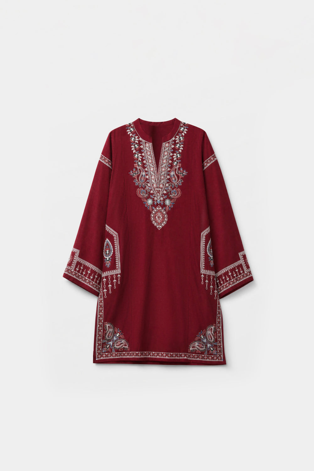 ETHNC Rozana Embroidered 2-Piece Suit – Brick Red
